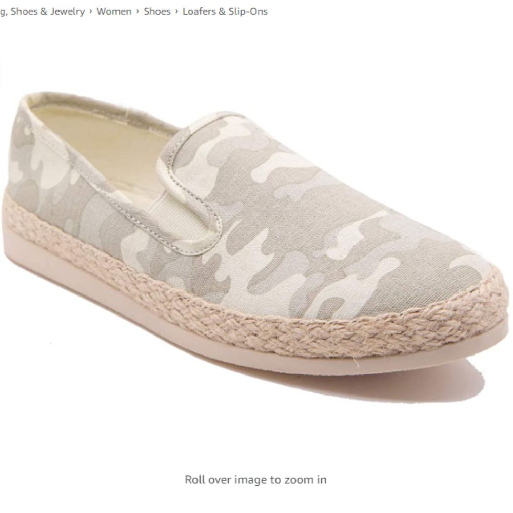 Esprit Light Green Camouflage Espadrilles Slip On Flat Canvas Shoes 7.5